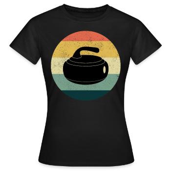 Curling Kehren Winter Eissport Retro Vintage - Frauen T-Shirt - Schwarz - Vorne - AI Model Female 172 dark (172cm)