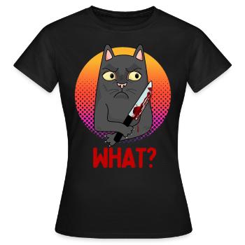 Drôle Innocent Meurtre Chat Effrayant - T-shirt Femme - noir - Devant - AI Model Female 172 dark (172cm)