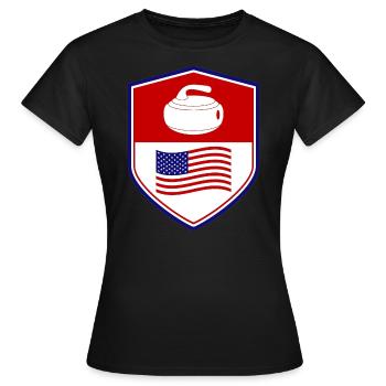 American Flag Curling Team Winter Ice Sport USA - Frauen T-Shirt - Schwarz - Vorne - AI Model Female 172 dark (172cm)