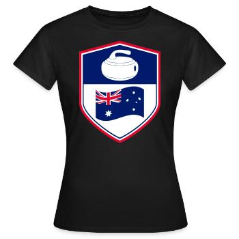 Australische Flagge Curling Winter Eissport Australien - Frauen T-Shirt - Schwarz - Vorne - AI Model Female 172 dark (172cm)