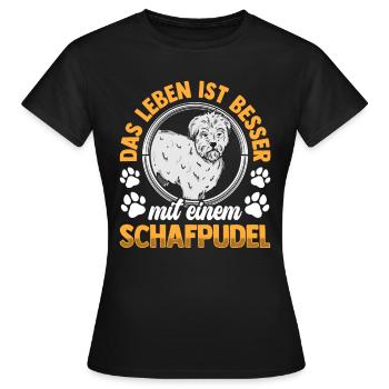 Leben mit Schafpudel altdeutscher Hütepudel - Frauen T-Shirt - Schwarz - Vorne - AI Model Female 172 dark (172cm)