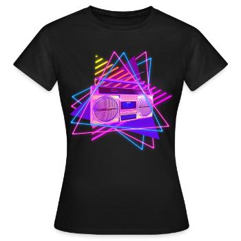 Fun disco rétro vintage radio stéréo 70's 80's - T-shirt Femme - noir - Devant - AI Model Female 172 dark (172cm)