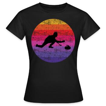 Stone Curling Wintersport 80er Jahre Stil Retro Vintage - Frauen T-Shirt - Schwarz - Vorne - AI Model Female 172 dark (172cm)