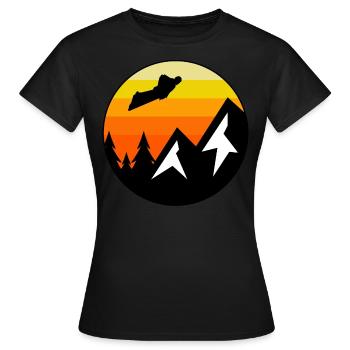 Wingsuit fliegen Base Jumping Skydiving Retro - Frauen T-Shirt - Schwarz - Vorne - AI Model Female 172 dark (172cm)