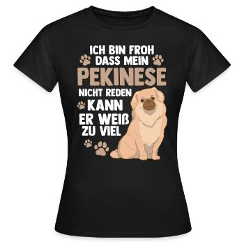 Pekinese weiß zu viel Peking-Palasthund - Frauen T-Shirt - Schwarz - Vorne - AI Model Female 172 dark (172cm)