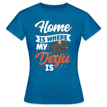 Degu ist mein Zuhause Nagetier Stauchratte - Frauen T-Shirt - Antikblaues Saphir meliert - Vorne - AI Model Female 172 dark (172cm)