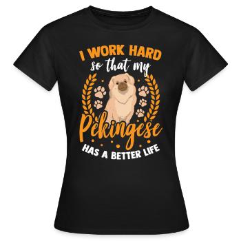 Travail pour mon chien du palais de Pékin - T-shirt Femme - noir - Devant - AI Model Female 172 dark (172cm)