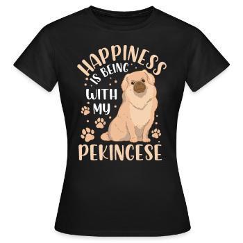 Pékinois vous rend heureux Chien du palais de Pékin - T-shirt Femme - noir - Devant - AI Model Female 172 dark (172cm)