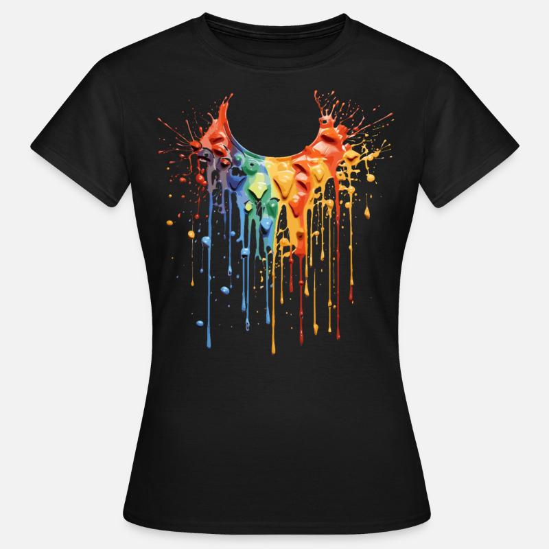 Regenbogen Farbkette - Frauen T-Shirt - Schwarz