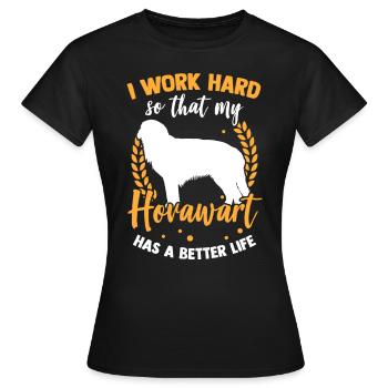 Arbeite für Hovawart Derber Bauernhund - Frauen T-Shirt - Schwarz - Vorne - AI Model Female 172 dark (172cm)