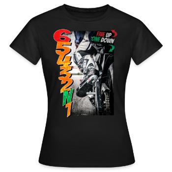 Modèle de moto - cinq vers le haut, un vers le bas - T-shirt Femme - noir - Devant - AI Model Female 172 dark (172cm)