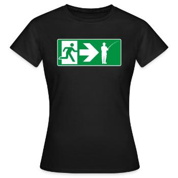 Notausgang Angeln Angler - Frauen T-Shirt - Schwarz - Vorne - AI Model Female 172 dark (172cm)