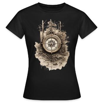 Survival Bushcraft Compass - Women's T-Shirt - black - Front - AI Model Female 172 dark (172cm)