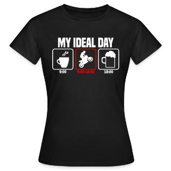Mijn perfecte dag motorrijder - Vrouwen T-shirt - zwart - Voor - AI Model Female 172 dark (172cm)