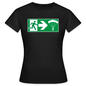 Notausgang Fallschirm Gleitschirm - Frauen T-Shirt - Schwarz - Vorne - AI Model Female 172 dark (172cm)