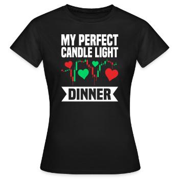 Commerçant de dîner aux chandelles parfaites - T-shirt Femme - noir - Devant - AI Model Female 172 dark (172cm)