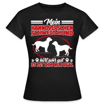Le chien courant hanovrien entend très bien - T-shirt Femme - noir - Devant - AI Model Female 172 dark (172cm)