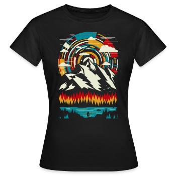 Outdoor - Montagne colorée moderne - T-shirt Femme - noir - Devant - AI Model Female 172 dark (172cm)