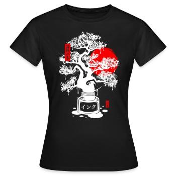 Japanische Bonsai-Tinte - Weiß - Frauen T-Shirt - Schwarz - Vorne - AI Model Female 172 dark (172cm)