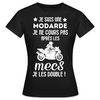 Femme sur une moto femme motarde - T-shirt Femme - noir - Devant - AI Model Female 172 dark (172cm)