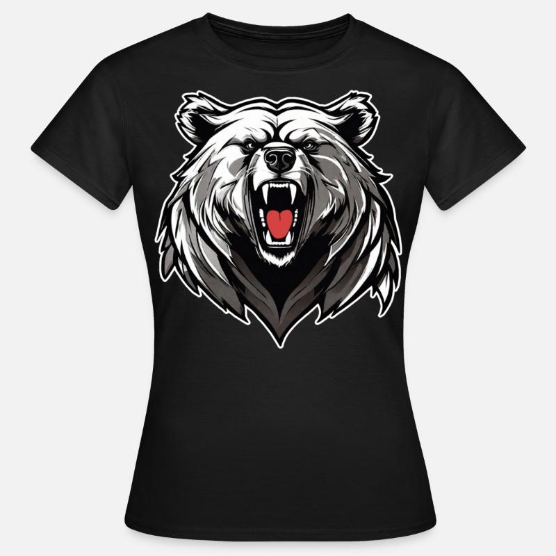 Stolze brüllender Bär - Frauen T-Shirt - Schwarz