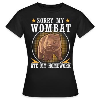 Wombat hat meine Hausaufgaben Beuteltier - Frauen T-Shirt - Schwarz - Vorne - AI Model Female 172 dark (172cm)