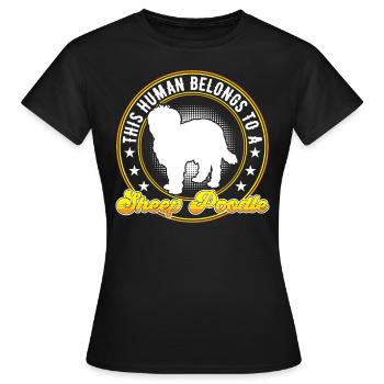 I belong to my Sheep Poodle Old German Herding Dog - Women's T-Shirt - black - Front - AI Model Female 172 dark (172cm)