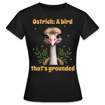 L’autruche, un oiseau qui s’ancre - T-shirt Femme - noir - Devant - AI Model Female 172 dark (172cm)