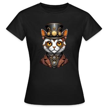 Steampunk cat - Women's T-Shirt - black - Front - AI Model Female 172 dark (172cm)