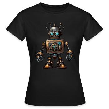 Steampunk robot - Women's T-Shirt - black - Front - AI Model Female 172 dark (172cm)
