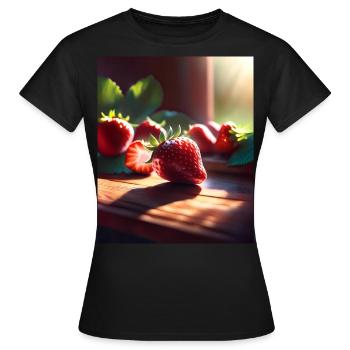 Ich liebe Erdbeeren - Frauen T-Shirt - Schwarz - Vorne - AI Model Female 172 dark (172cm)