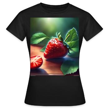 Fraise rouge juteuse - T-shirt Femme - noir - Devant - AI Model Female 172 dark (172cm)