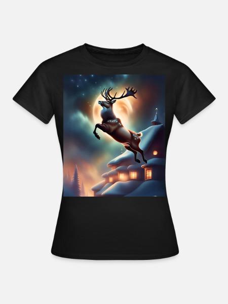 Das Weihnachtsrentier des Weihnachtsmanns - Frauen T-Shirt - Schwarz