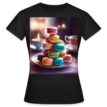 Tasty and colorful macarons - Women's T-Shirt - black - Front - AI Model Female 172 dark (172cm)