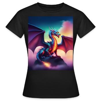 Dragon sur une falaise - T-shirt Femme - noir - Devant - AI Model Female 172 dark (172cm)