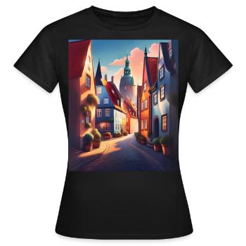 Une promenade dans une ville du Danemark - T-shirt Femme - noir - Devant - AI Model Female 172 dark (172cm)