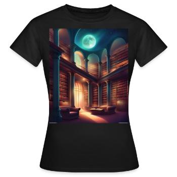 Bibliothèque fantastique - T-shirt Femme - noir - Devant - AI Model Female 172 dark (172cm)