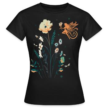 versteckte LOVE i🌸 Blumen Vintage Frühling Sommer - Frauen T-Shirt - Schwarz - Vorne - AI Model Female 172 dark (172cm)