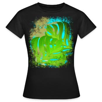 Sensation de vacances palmiers et feuilles de Monstera vert/or - T-shirt Femme - noir - Devant - AI Model Female 172 dark (172cm)
