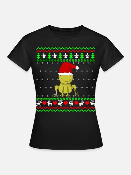 Süßer Frosch Kröte Ugly Weihnachten Geschenk - Frauen T-Shirt - Schwarz
