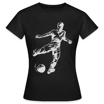 Fussball - Frauen T-Shirt - Schwarz - Vorne - AI Model Female 172 dark (172cm)