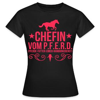 Pferde - Frauen T-Shirt - Schwarz - Vorne - AI Model Female 172 dark (172cm)