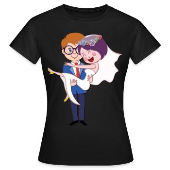 Mariage couple mariage - T-shirt Femme - noir - Devant - AI Model Female 172 dark (172cm)