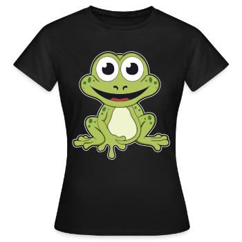 Grenouille quark animal faune nature forêt grenouilles - T-shirt Femme - noir - Devant - AI Model Female 172 dark (172cm)