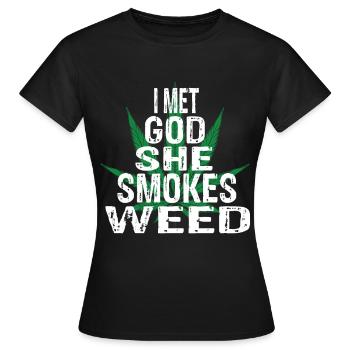 smoke marijuana - Women's T-Shirt - black - Front - AI Model Female 172 dark (172cm)