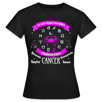 Signe astro Cancer pour femme. - T-shirt Femme - noir - Devant - AI Model Female 172 dark (172cm)