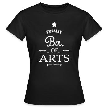 finally ba. of arts t-shirt - Women's T-Shirt - black - Front - AI Model Female 172 dark (172cm)