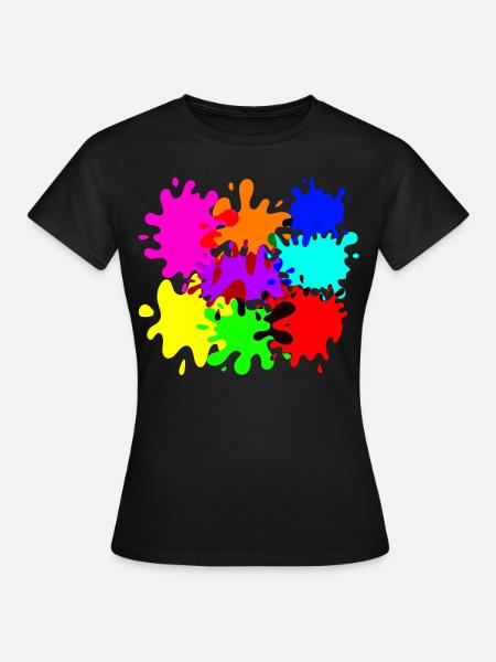 éclaboussures colorées de taches de peinture - T-shirt Femme - noir