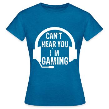 Gamer Geschenk - Frauen T-Shirt - Antikblaues Saphir meliert - Vorne - AI Model Female 172 dark (172cm)