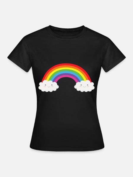 Regenbogen Rainbow - Dame-T-shirt - sort